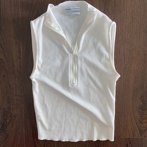🤍Urban Outfitters Cream/white half zip ribbed tank 🤍